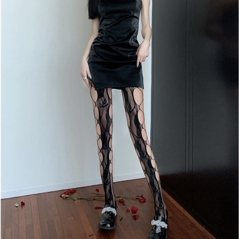 Elegant Side Hollow Out Mesh Stockings