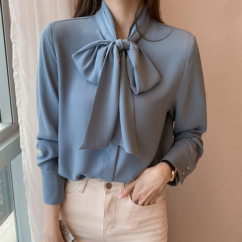 Elegant Stand-Up Collar Bow Loose Shirt