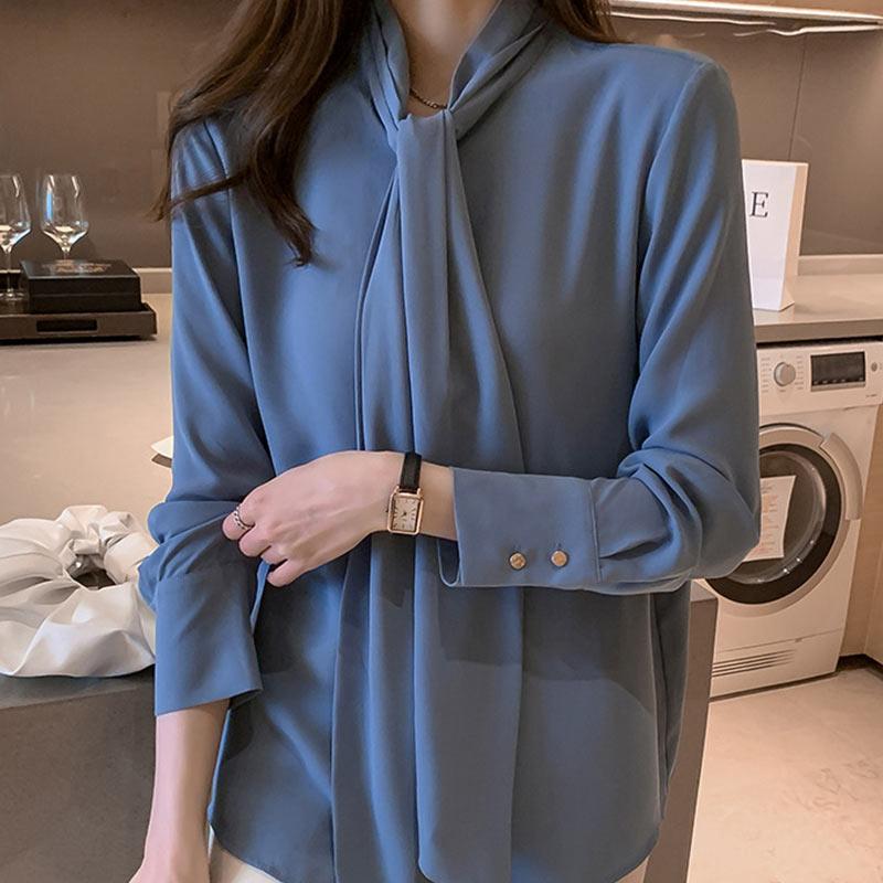 Elegant Stand-Up Collar Bow Loose Shirt