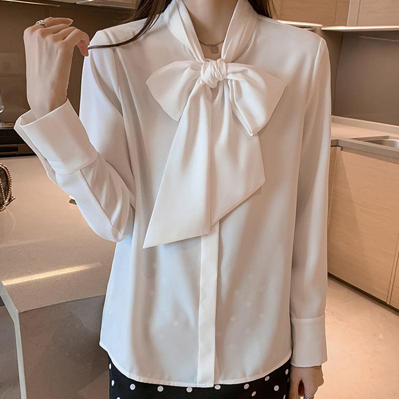 Elegant Stand-Up Collar Bow Loose Shirt