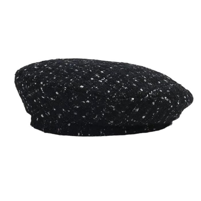 Elegant Tweed Beret - Standart / Black - Hats