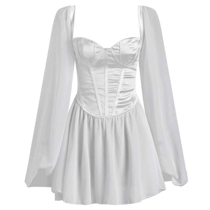Elegant White Princess Corset Dress - Dresses
