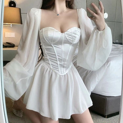 Elegant White Princess Corset Dress - Dresses