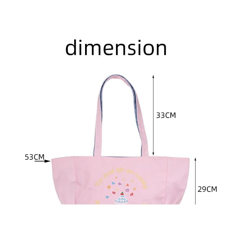 Embroidered Canvas Tote Bag