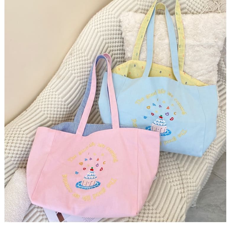 Embroidered Canvas Tote Bag