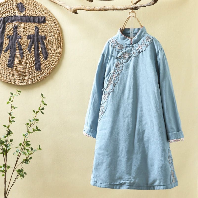 Embroidered Chinese Frog Button Padded Coat