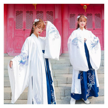 Embroidered Hanfu Blouse / Light Jacket / High Waist Maxi