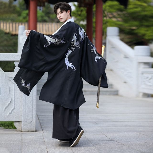 Embroidered Hanfu Costume / Robe / Set - Robe - Black / S