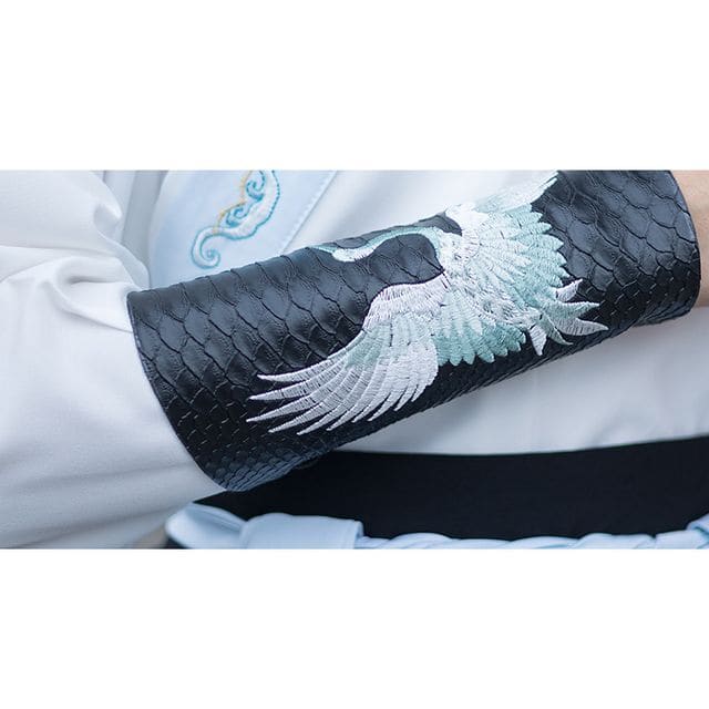 Embroidered Hanfu Robe / Long - Arm Sleeves - Black / S