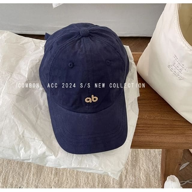 Embroidered Logo Cotton Twill Cap - Navy Blue / One Size