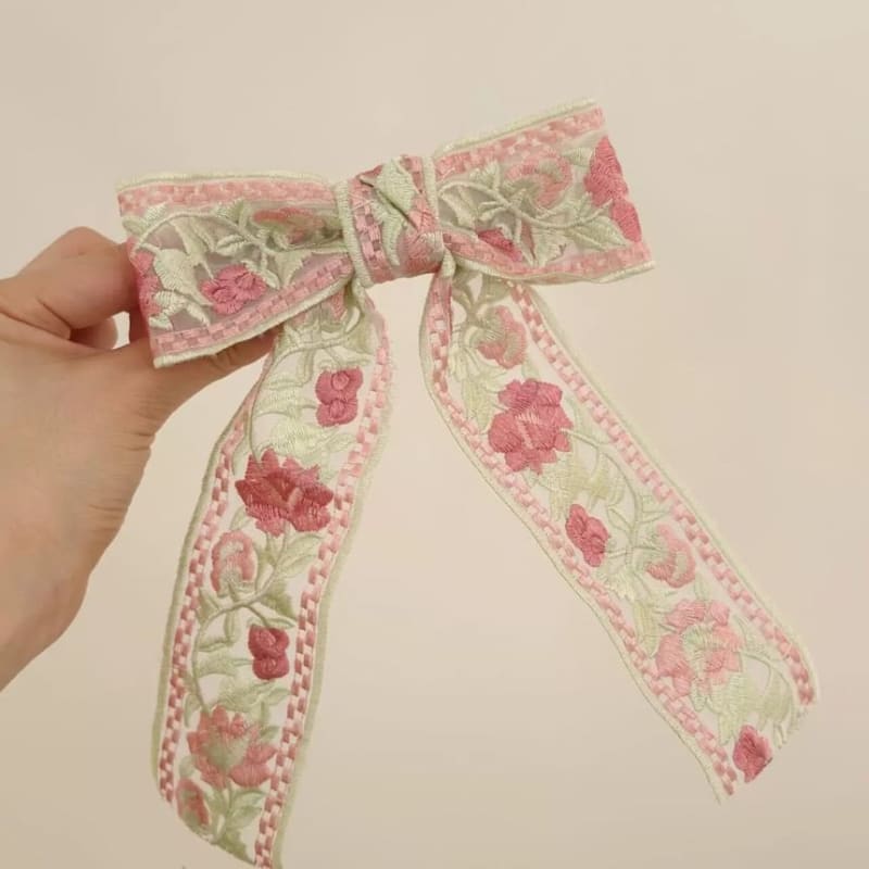 Embroidered Ribbon Hair Clip / Headband (Various Designs)