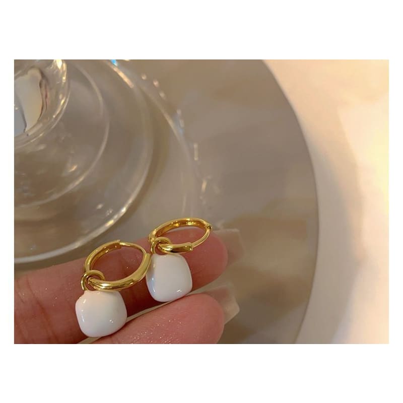 Enamel Geometric Drop Earring