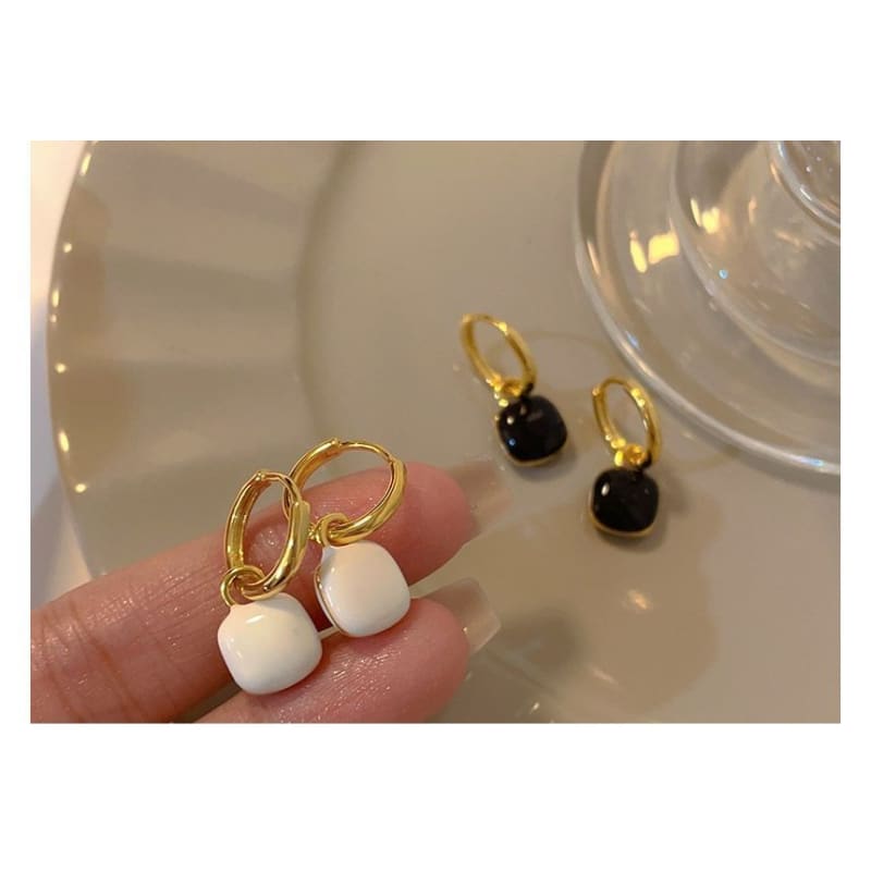 Enamel Geometric Drop Earring