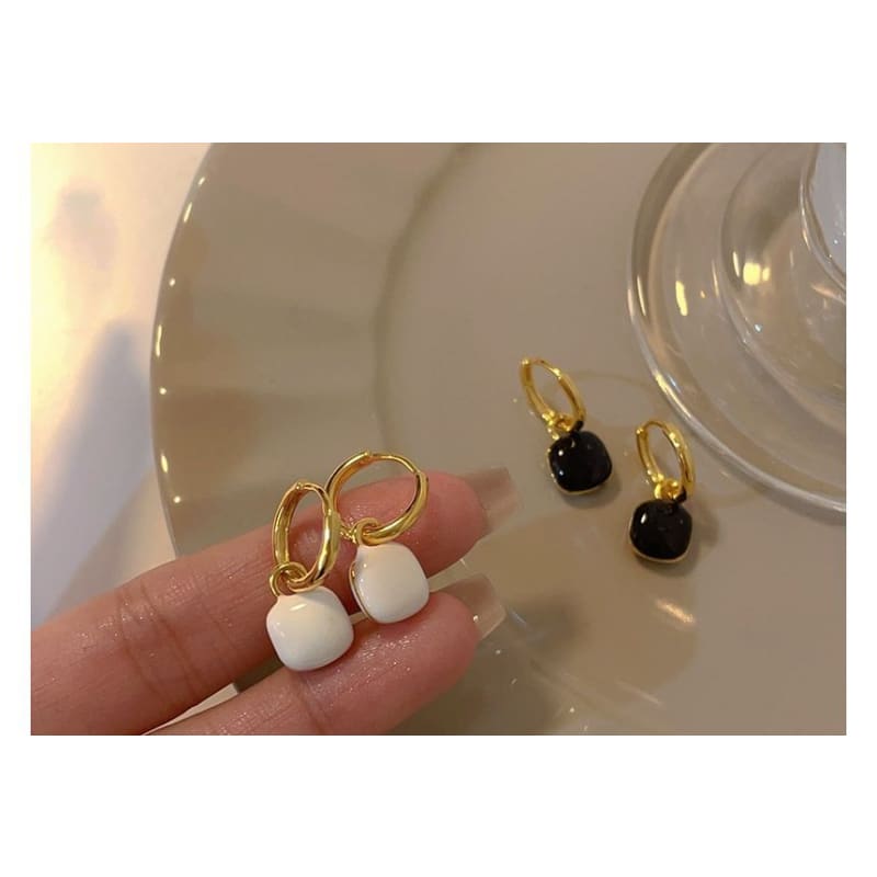 Enamel Geometric Drop Earring