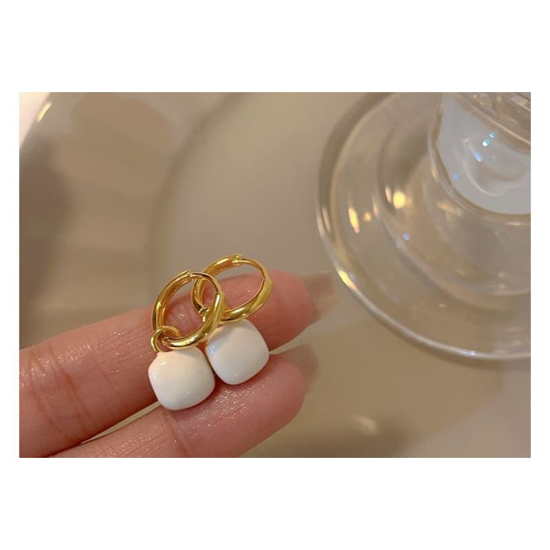 Enamel Geometric Drop Earring