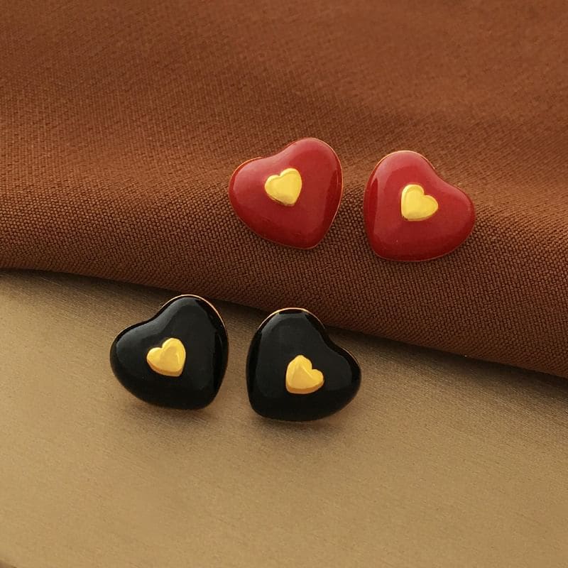 Enamel Heart Stud Earring