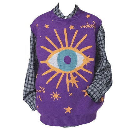 Eye Stars Aesthetic Vest - M / Purple - Vest