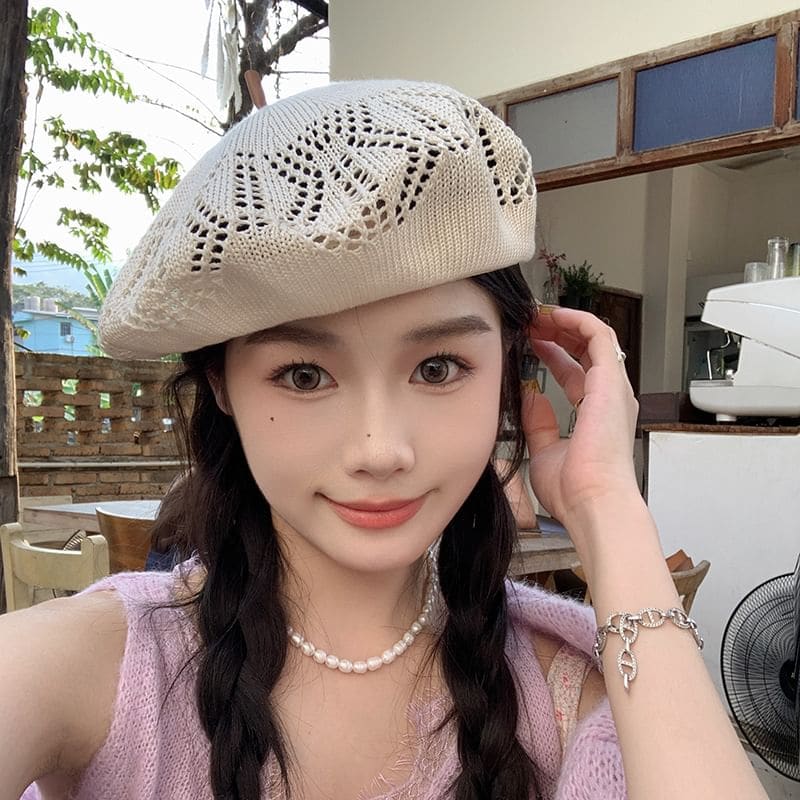 Eyelet Beret Hat