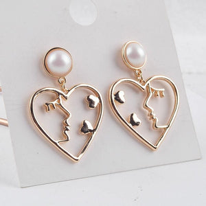 Face Heart Earrings - Standart / Gold - earrings