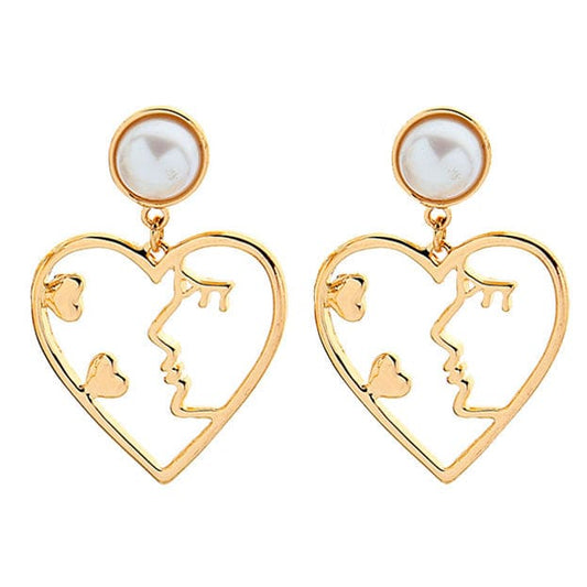 Face Heart Earrings - Standart / Gold - earrings