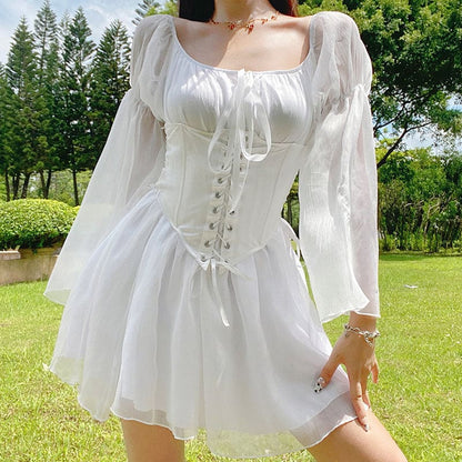 Fairy Dress and Corset Set - Dress / L / White - Dresses