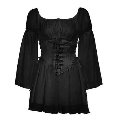 Fairy Dress and Corset Set - Dress / M / Black - Dresses