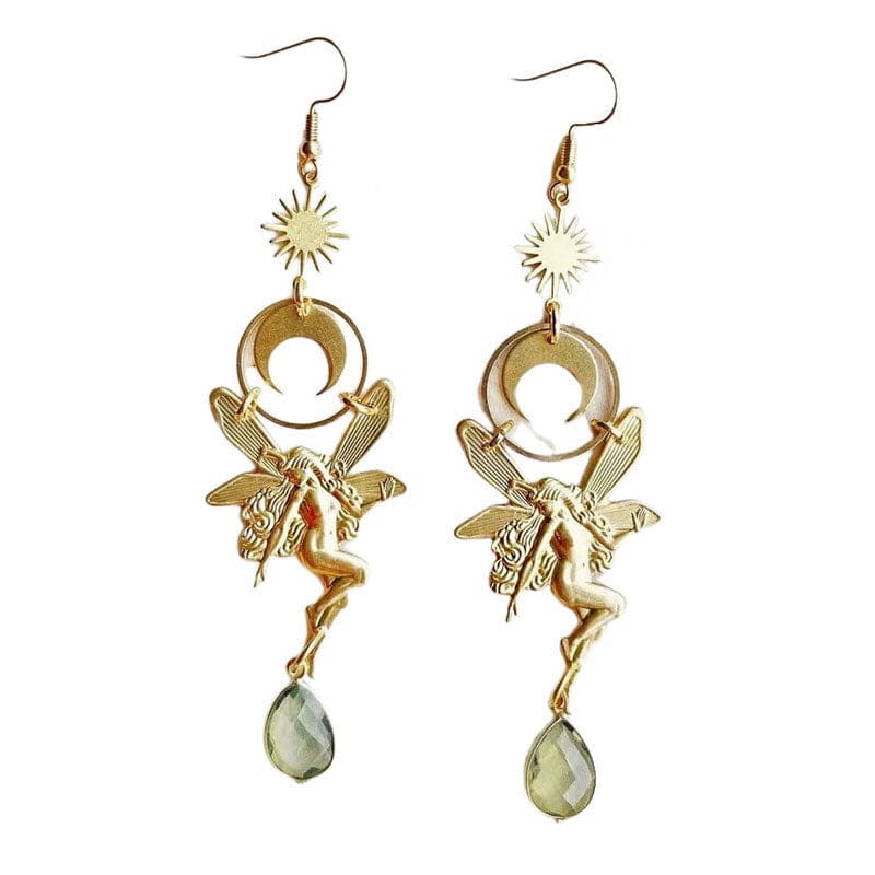 Fairy Girl Sun Earrings - Standart / Gold - earrings