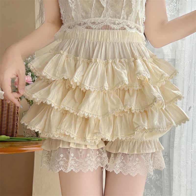 Fairy Lace Trim Layered Undershorts - Yellow / One Size