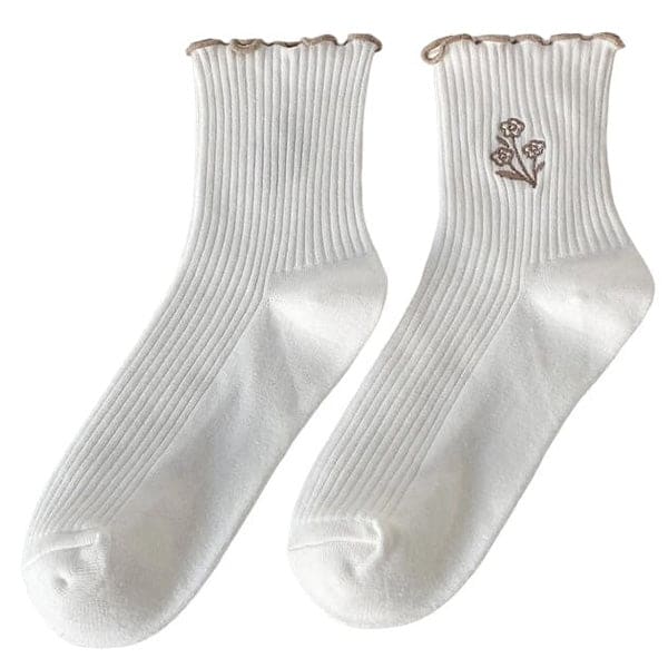 Fairy Vintage Flower Socks - White - Socks