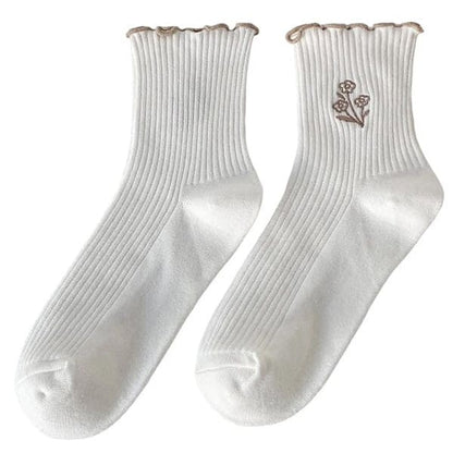 Fairy Vintage Flower Socks - White - Socks