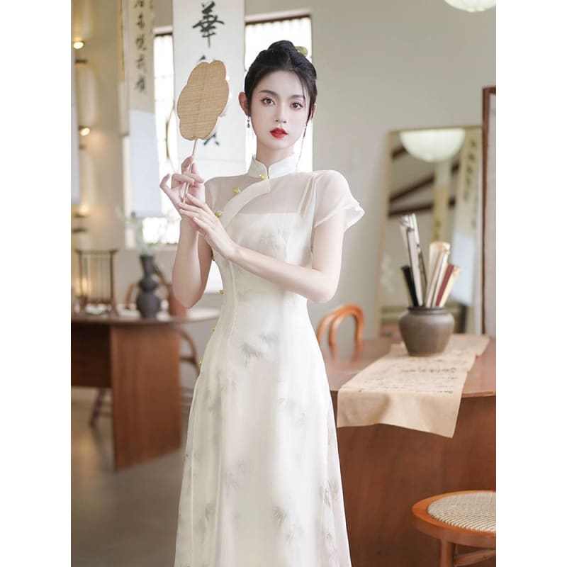 Fairy White Cheongsam Dress - Female Hanfu