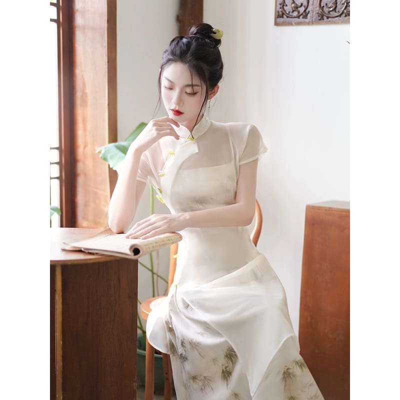 Fairy White Cheongsam Dress - Female Hanfu