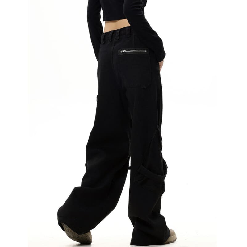 Fashion Black Cargo Jeans - Jeans