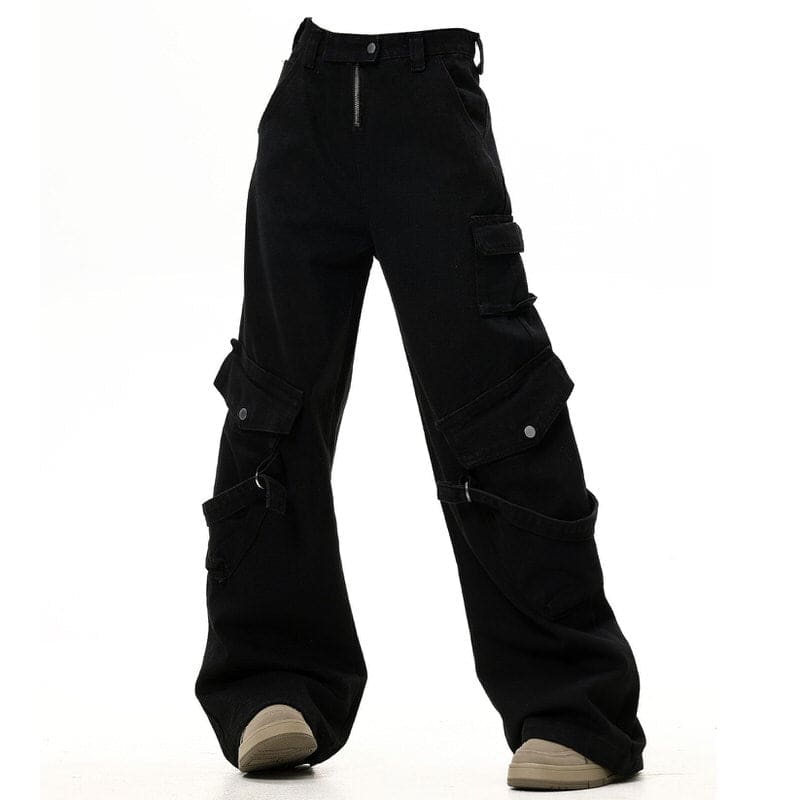 Fashion Black Cargo Jeans - S / Black - Jeans