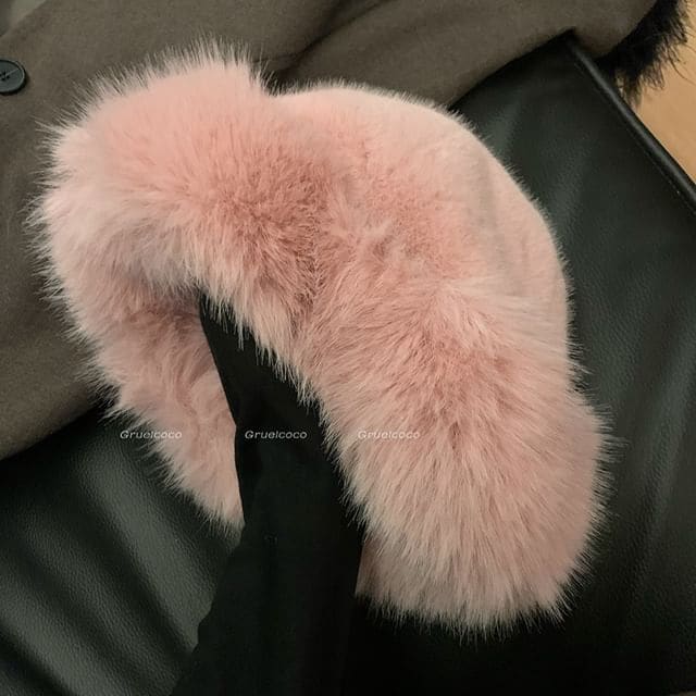 Faux Fur Hat - Pink / One Size