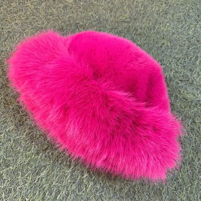 Faux Fur Hat - Rose Pink / One Size