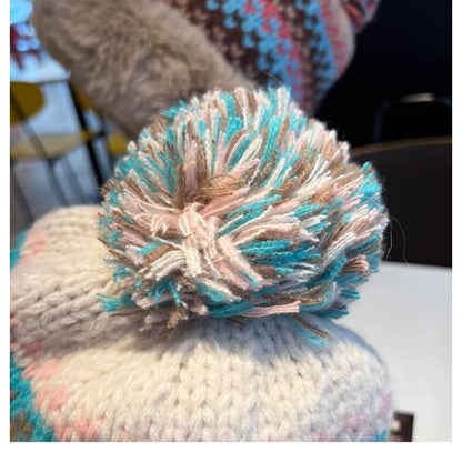 Faux Fur Pom Pom Knit Hat