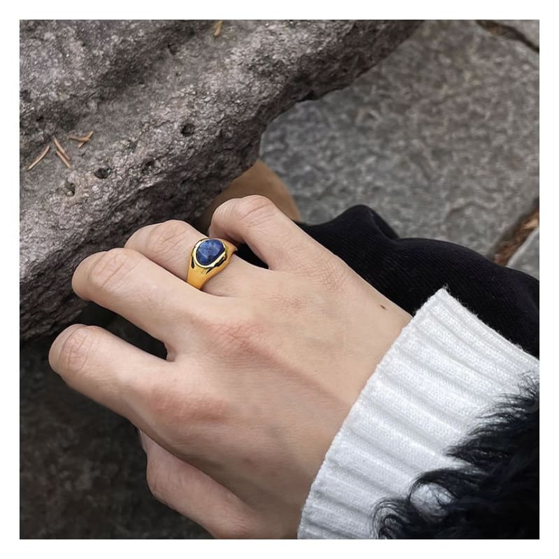 Faux Gemstone Alloy Open Ring