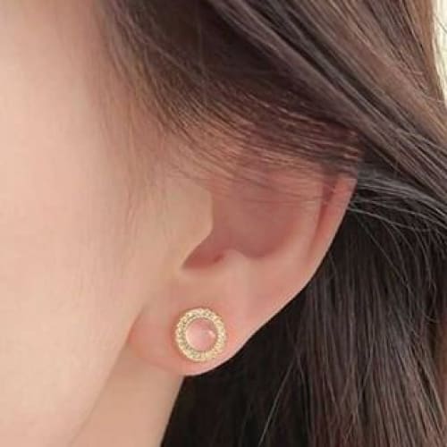 Faux Gemstone Bead Alloy Stud Earring