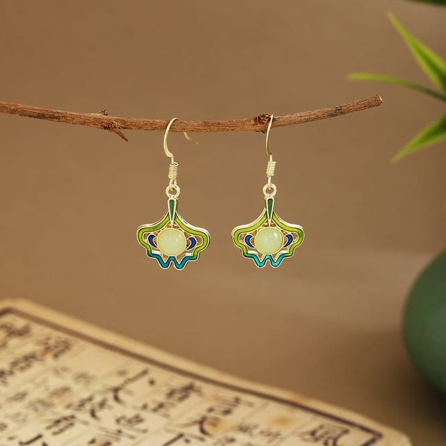 Faux Gemstone Dangle Earring - E6453 - 1 Pair - Gold &