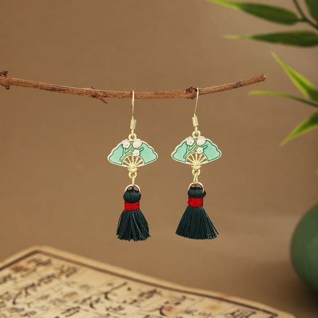 Faux Gemstone Dangle Earring - E6454 - 1 Pair - Gold &