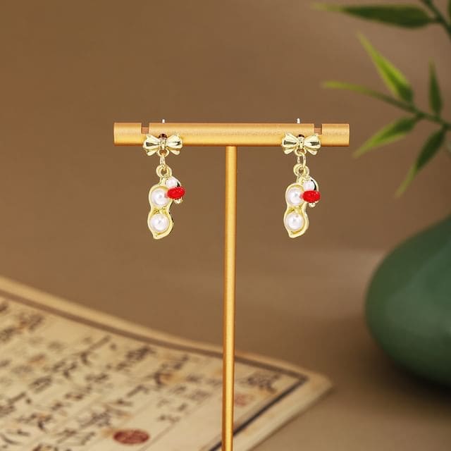 Faux Gemstone Dangle Earring - E6457 - 1 Pair - Gold &