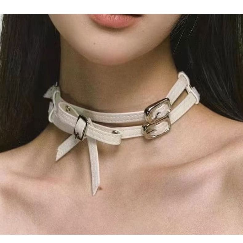 Faux Leather Buckled Choker