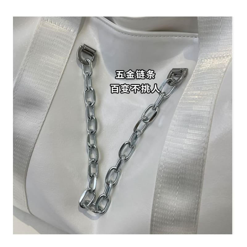 Faux Leather Chained Tote Bag