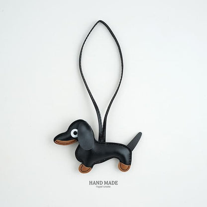 Faux-Leather Dachshund Bag Charm / Key Ring - 1-H137