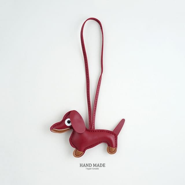 Faux-Leather Dachshund Bag Charm / Key Ring - 10-H146