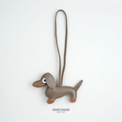 Faux-Leather Dachshund Bag Charm / Key Ring - 11-H147