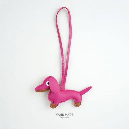 Faux-Leather Dachshund Bag Charm / Key Ring - 12-H148