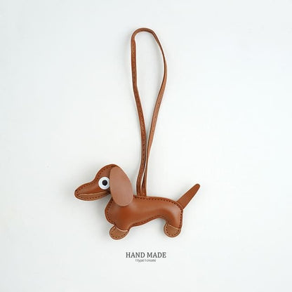 Faux-Leather Dachshund Bag Charm / Key Ring - 13-H149