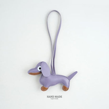 Faux-Leather Dachshund Bag Charm / Key Ring - 14-H150